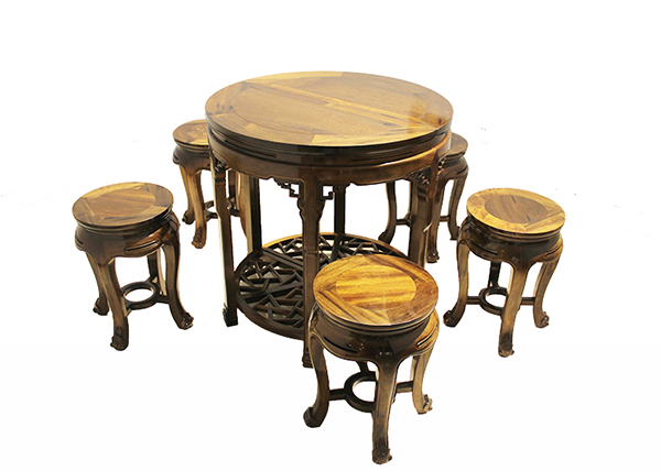 金丝楠木家具-乌木双拼小圆桌